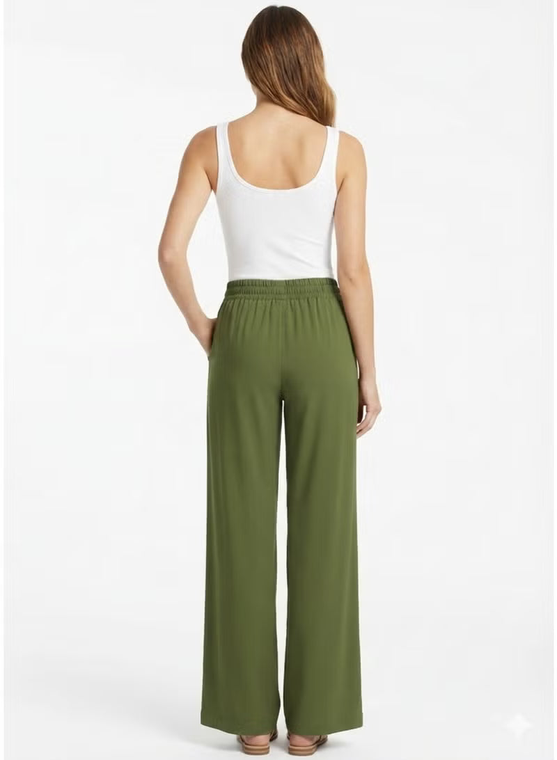 Soft Steps Women's Linen Pants Dark Green – Casual Breathable Trousere