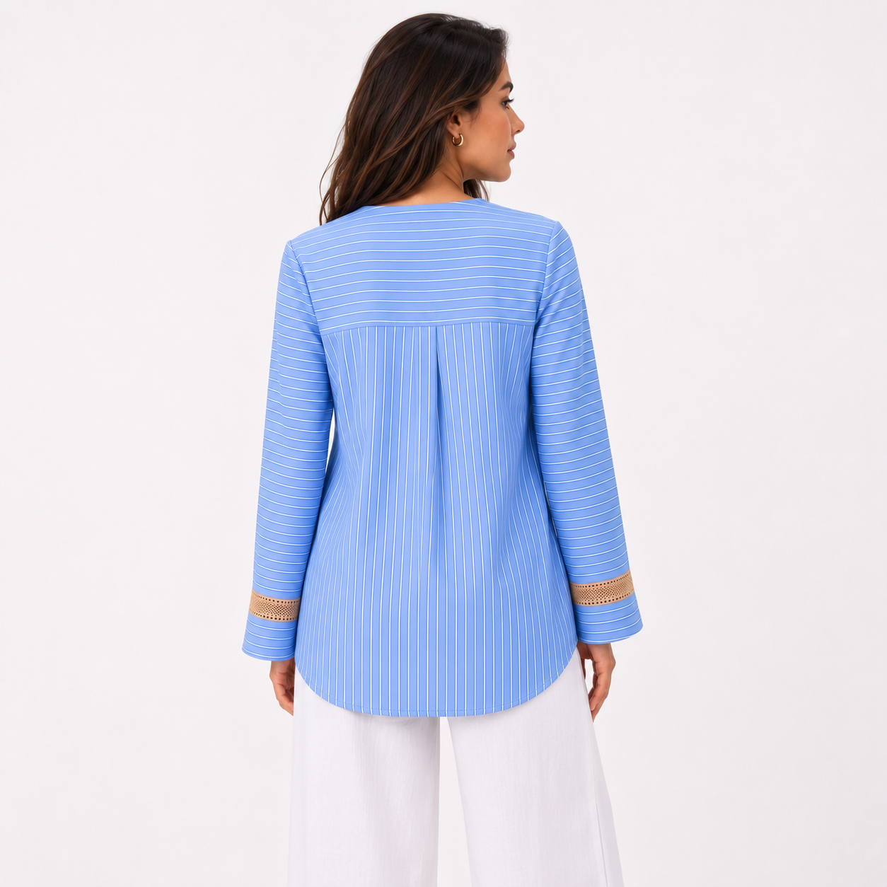 Soft Steps Women's Elegant Striped Long Sleeve Blouse | Lightweight Casual Tunic Top (Copy)