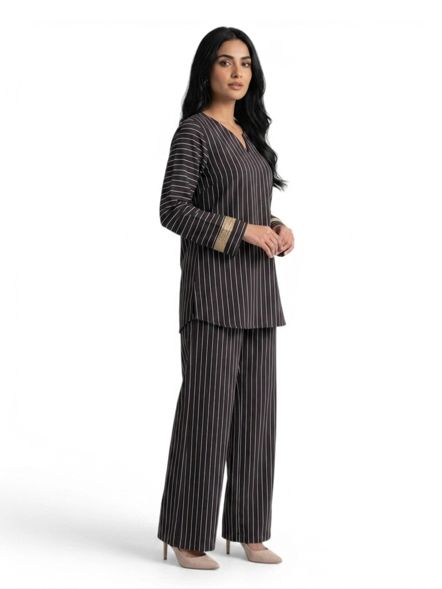 Women's Striped Two Piece Set – Long Sleeve Tunic Top & Wide Leg Pants Co-Ord Outfit (Copy)