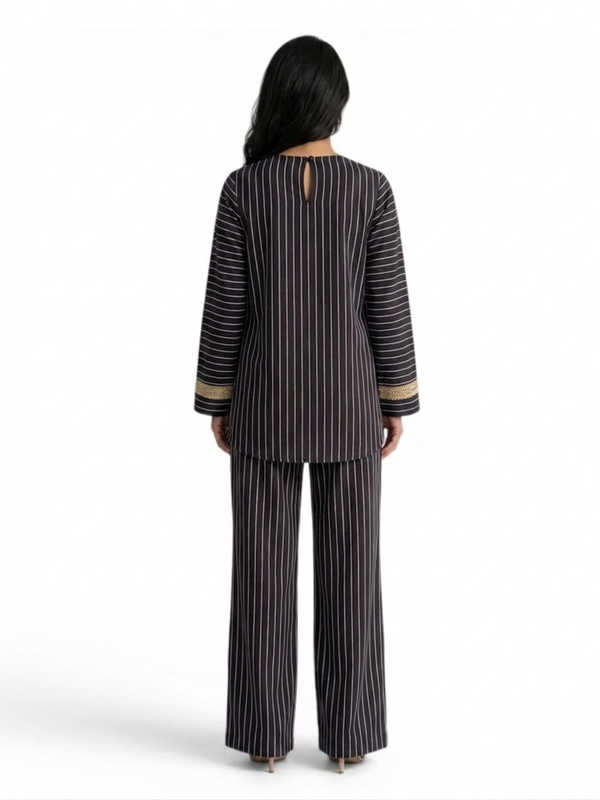 Women's Striped Two Piece Set – Long Sleeve Tunic Top & Wide Leg Pants Co-Ord Outfit (Copy)
