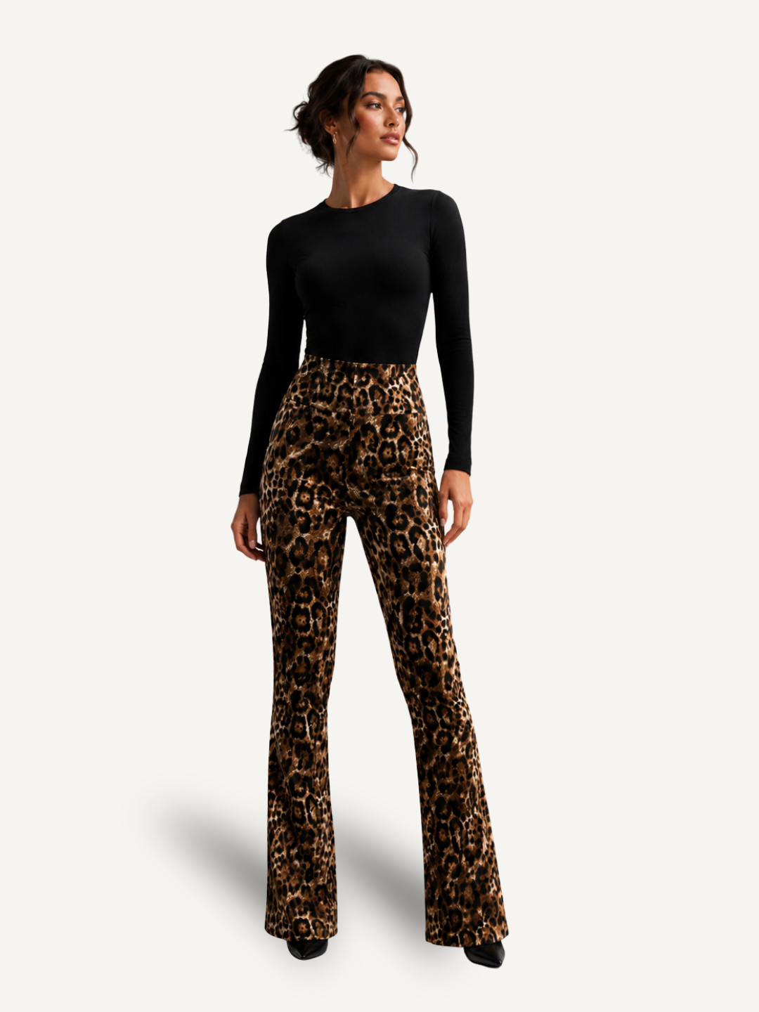 Women’s Leopard Print Wide Leg Pants – High Waist, Stretch Fabric, Casual & Chic