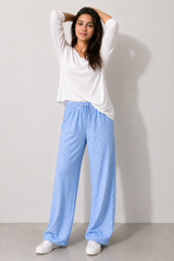 Women’s Wide Leg Polka Dot Pants – Casual Streetwear Lounge Trousers with Elastic Waist and Loose Fit