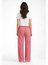 Women’s Linen Wide Leg Pants – Elastic Waist Casual Trousers with Pockets, Pink