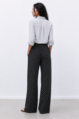 Women’s Wide Leg Polka Dot Pants – Casual Streetwear Lounge Trousers with Elastic Waist and Loose Fit