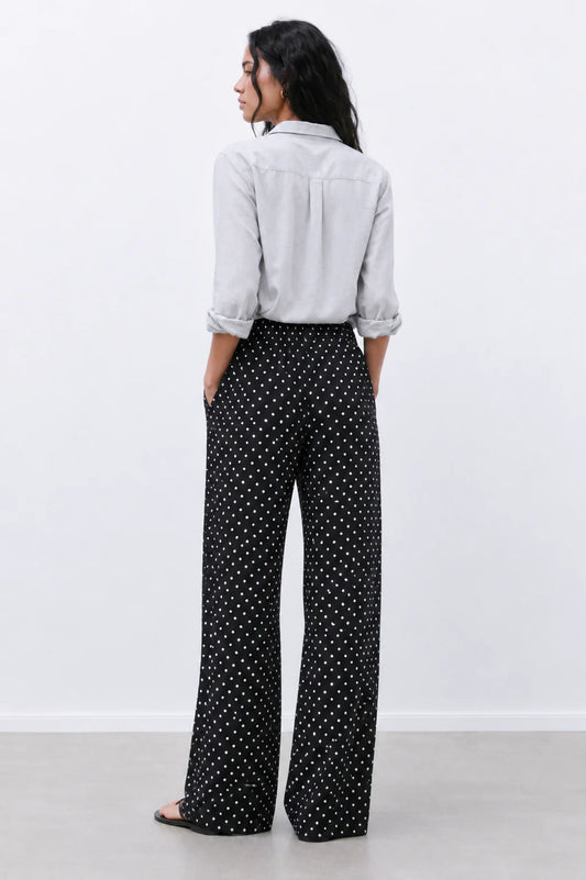 Women’s Wide Leg Polka Dot Pants – Casual Streetwear Lounge Trousers with Elastic Waist and Loose Fit