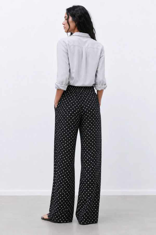Women’s Wide Leg Polka Dot Pants – Casual Streetwear Lounge Trousers with Elastic Waist and Loose Fit