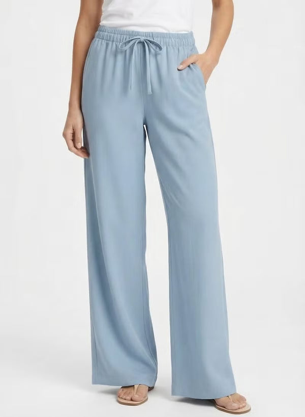 Women Linen Pants Baby Blue – Casual Lightweight Trousers