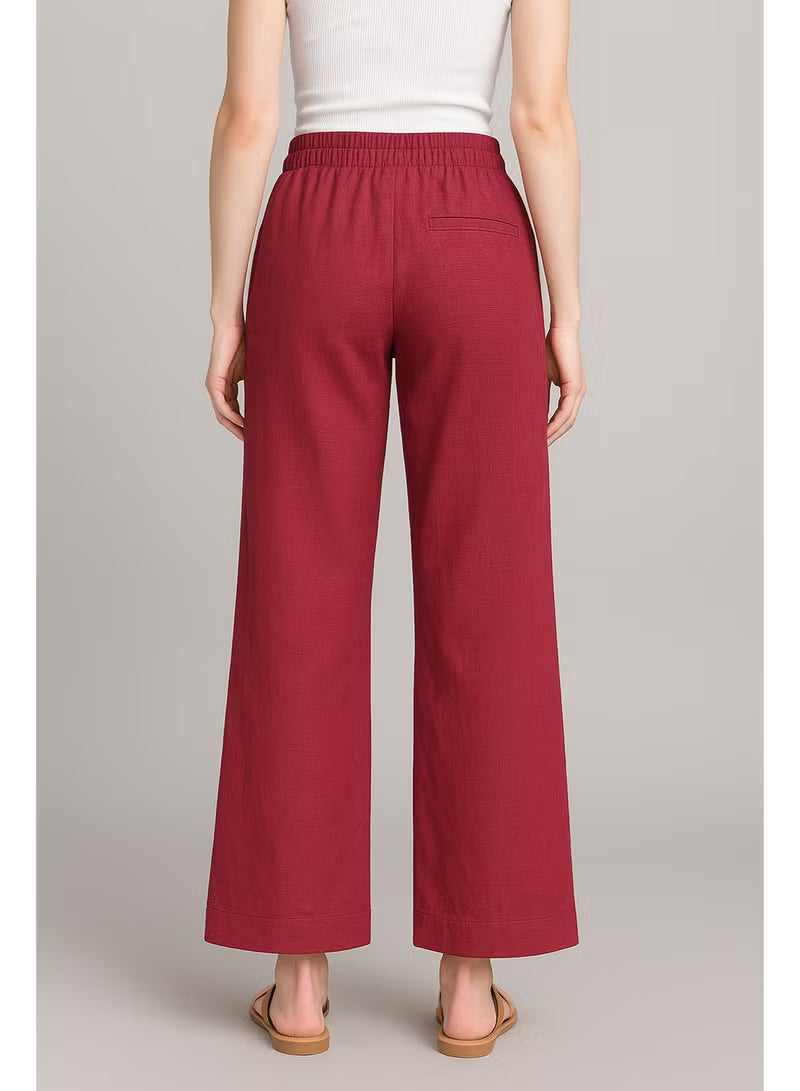 Soft Steps Women's Linen Pants Burgandy