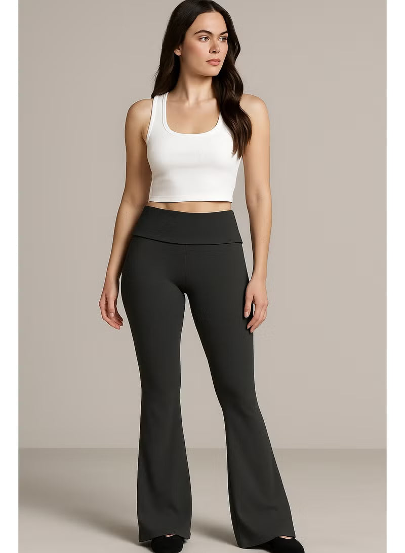 Soft Steps Flared trousers Black with fold-over waist