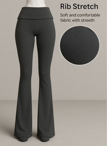 Soft Steps Flared trousers Black with fold-over waist