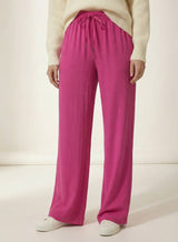 Women’s Linen Wide Leg Pants – Elastic Waist Casual Trousers with Pockets, Pink