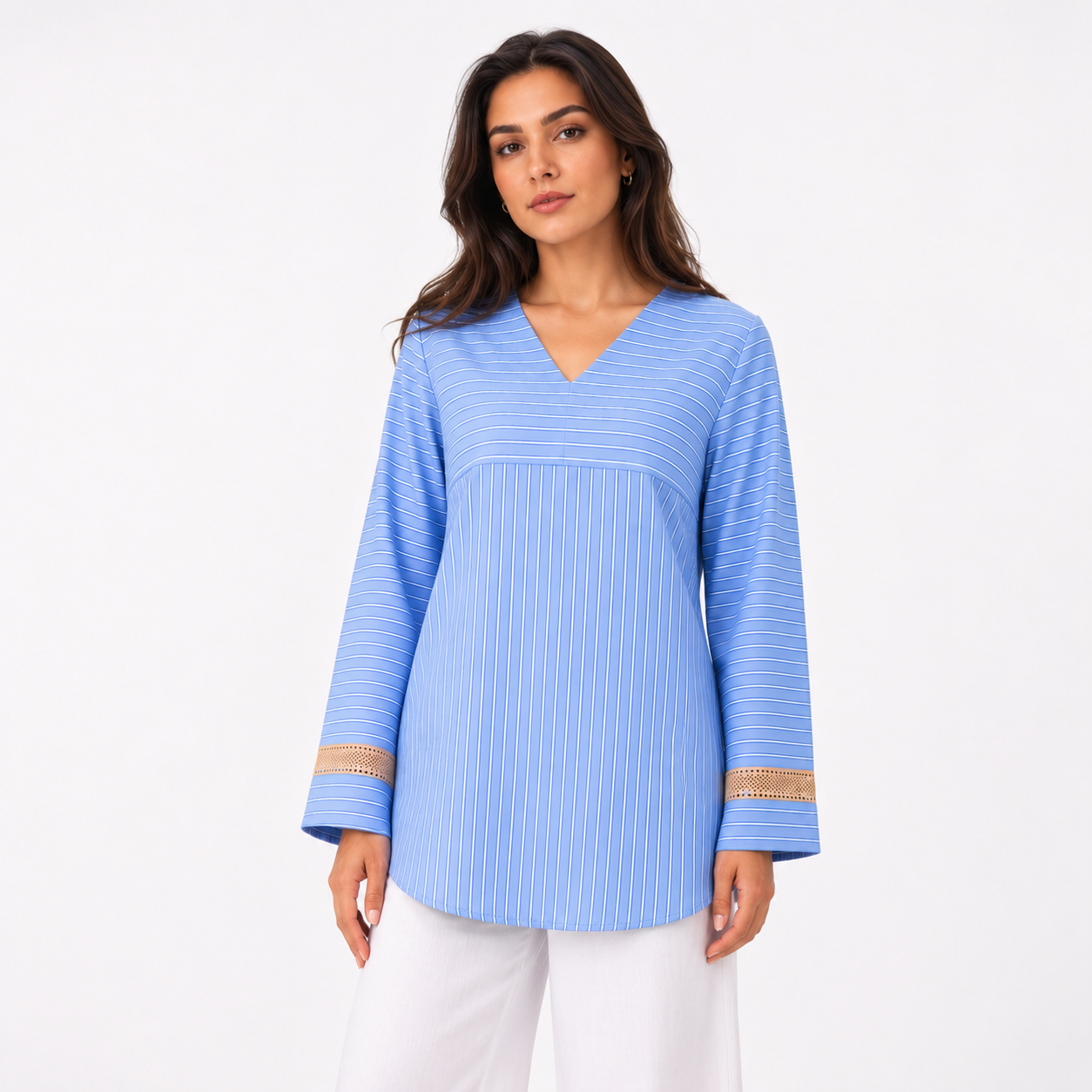 Soft Steps Women's Elegant Striped Long Sleeve Blouse | Lightweight Casual Tunic Top (Copy)