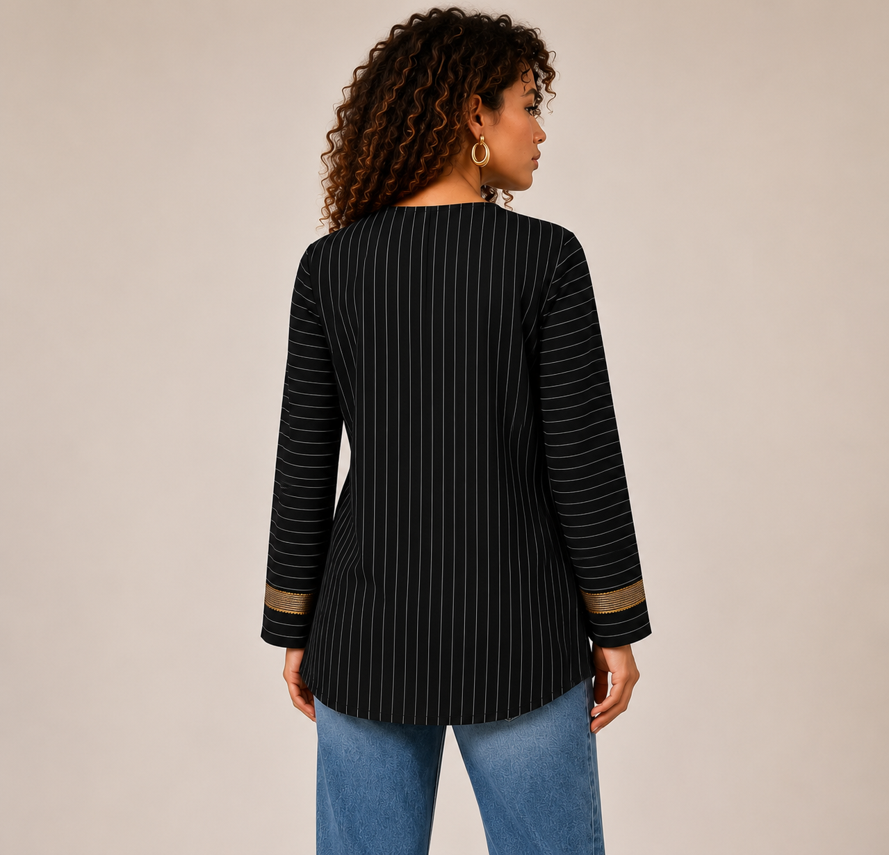 Soft Steps Women's Elegant Striped Long Sleeve Blouse | Lightweight Casual Tunic Top