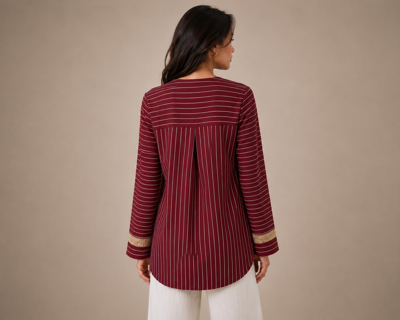 Soft Steps Women's Elegant Striped Long Sleeve Blouse | Lightweight Casual Tunic Top