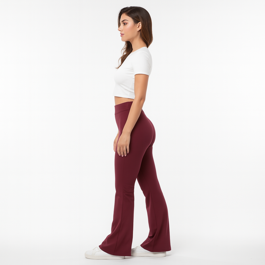 High-Waist Charleston Leggings – Soft Stretch Fit Burgandy