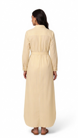 Women’s Striped Long Sleeve Maxi Shirt Dress with Waist Belt
