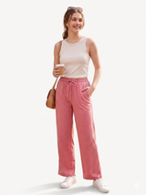Women’s Wide Leg Polka Dot Pants – Casual Streetwear Lounge Trousers with Elastic Waist and Loose Fit
