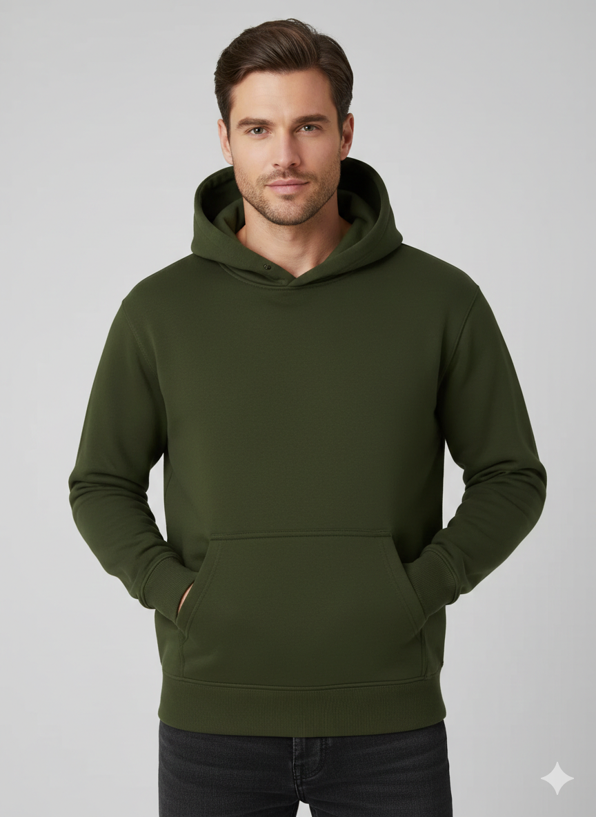 Soft Steps Men’s Casual Hoodie – Dark Green, Soft & Everyday Wear