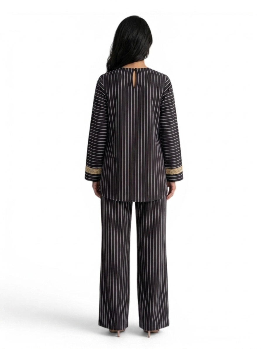 Women's Striped Two Piece Set – Long Sleeve Tunic Top & Wide Leg Pants Co-Ord Outfit (Copy)