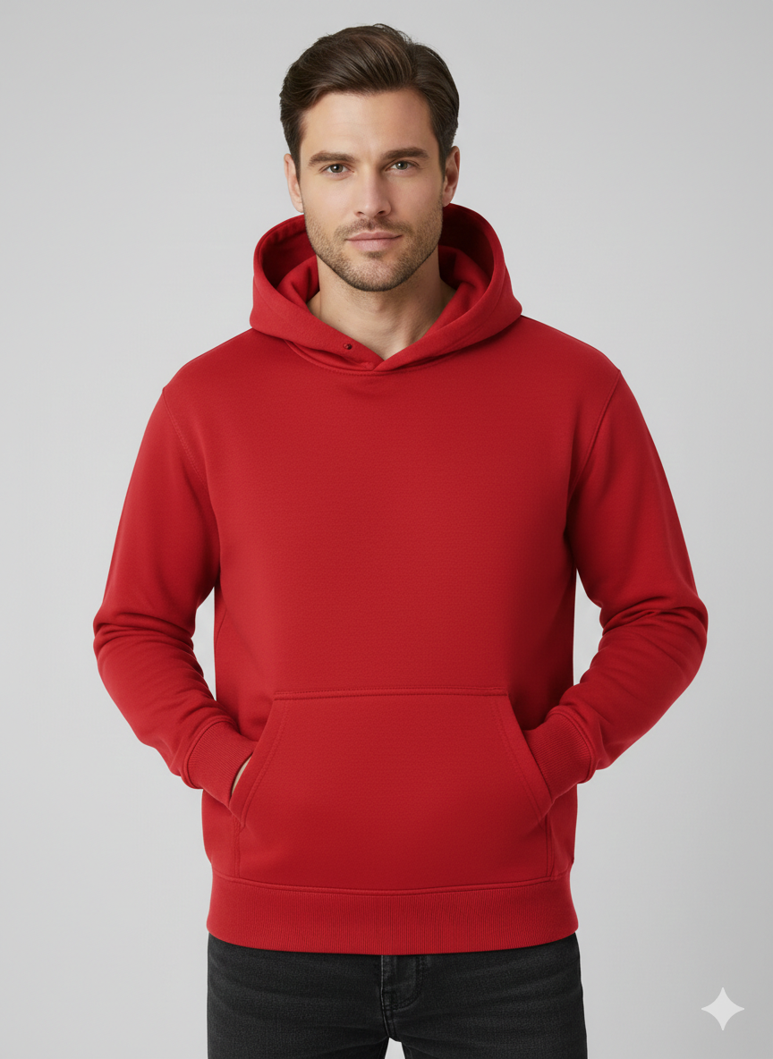 Soft Steps Men’s Casual Hoodie – Red, Soft & Everyday Wear