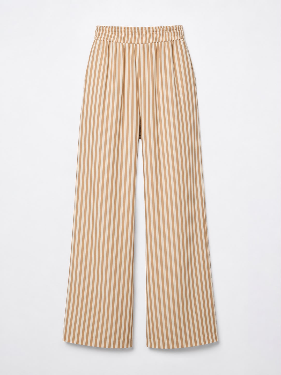 Women's Wide Leg Striped Pants – High Waist Casual Relaxed Fit Trousers with Elastic Waistband