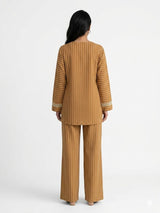 Women's Striped Two Piece Set – Long Sleeve Tunic Top & Wide Leg Pants Co-Ord Outfit