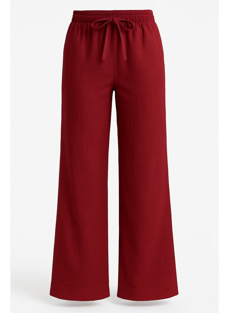 Soft Steps Women's Linen Pants Burgandy