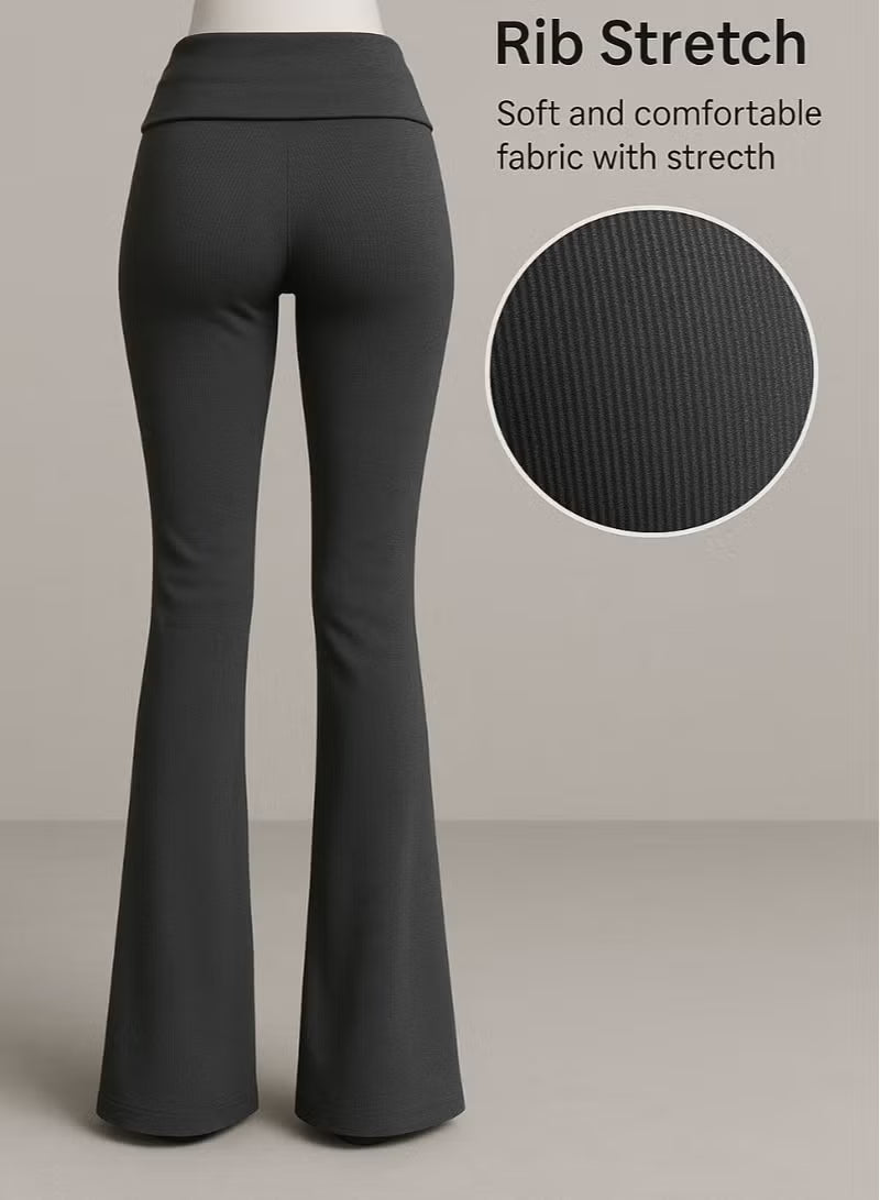 Soft Steps Flared trousers Black with fold-over waist