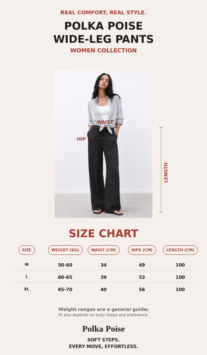 Women’s Wide Leg Polka Dot Pants – Casual Streetwear Lounge Trousers with Elastic Waist and Loose Fit